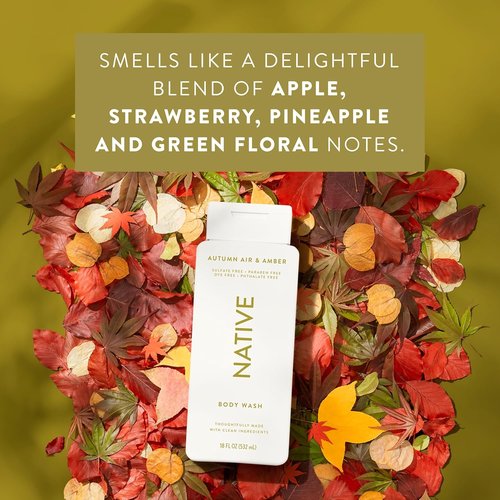 Native Body Wash - Naturally Derived Autumn Air & Amber Scent - Sulfate & Paraben Free - 18 oz (2-Pack)