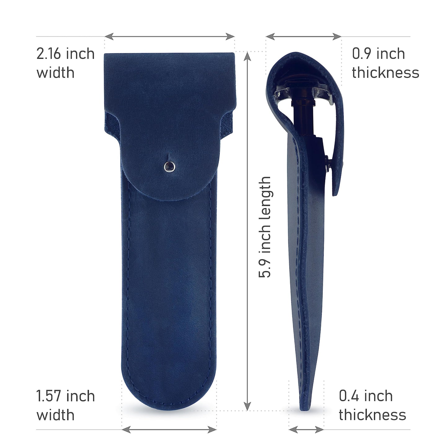 Safety Razor Head Protecting Leather Cover, Genuine Cowhide Leather Double Edge Safety Razor Case Accessories for Travel, Butterfly Razor Case (Blue)