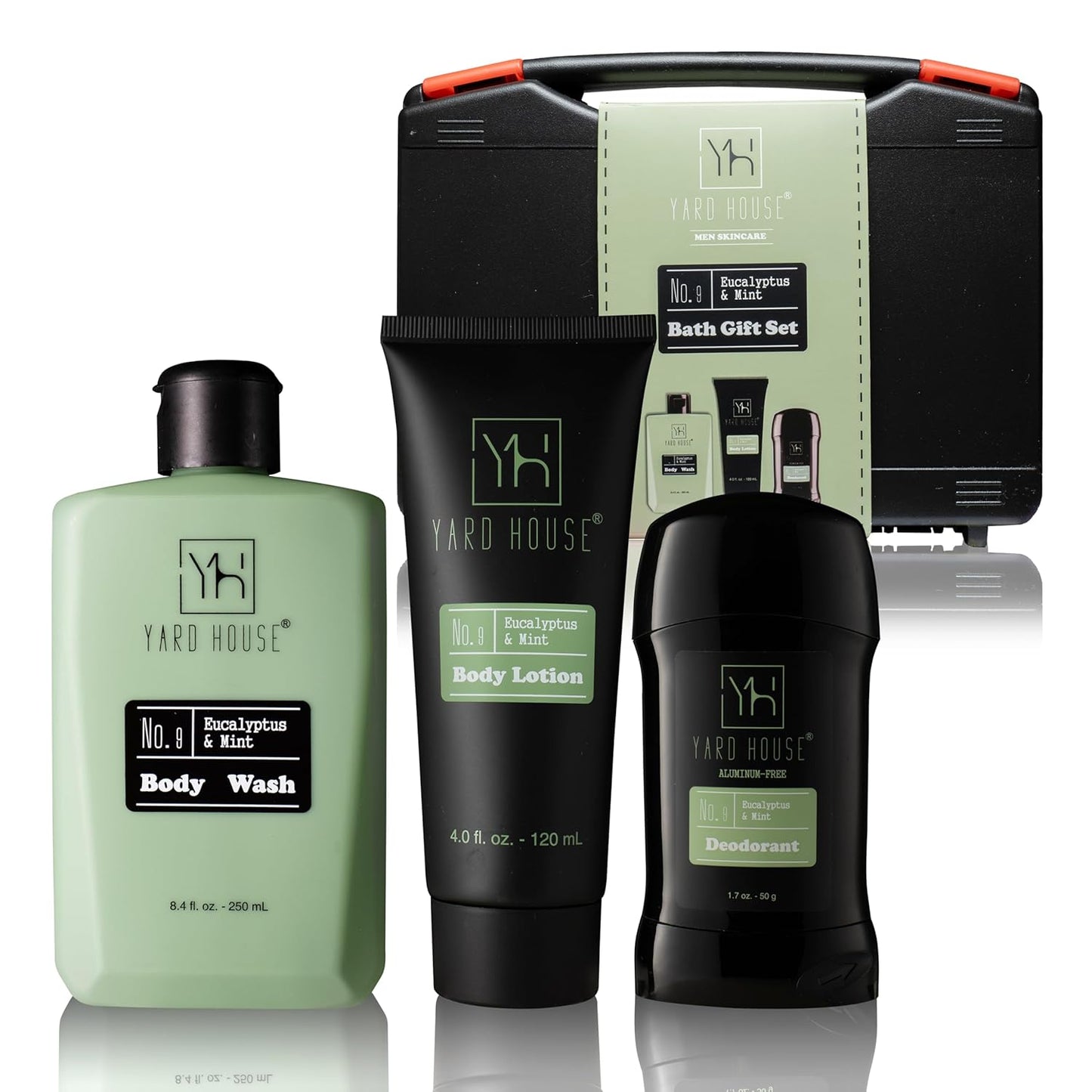 Yard House Men's Skincare Gift Set - Eucalyptus & Mint Body Wash, Lotion & Deodorant | Premium Grooming Kit for Travel