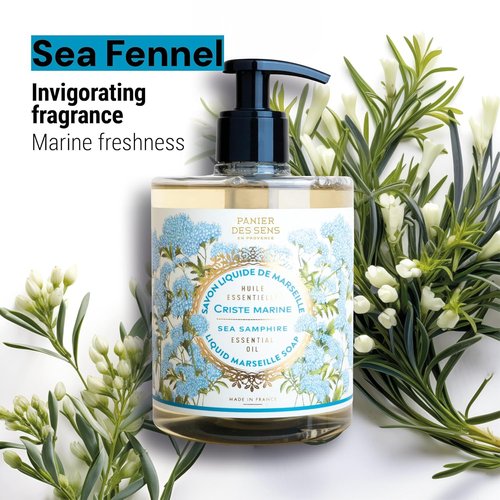 Panier des Sens - Fresh Sea Fennel Hand Soap - Moisturizing & Refillable - 97% Natural Ingredients - 16.9 Fl Oz