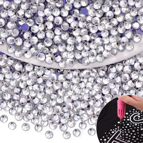 1500Pcs Hotfix Rhinestones for Clothing, Clear SS20 Iron On Flatback Glass Gems, Bedazzler Crystals Rhinestones for Crafting Clothes Hats Shoes Fabric Bedazzling Decor Nail Art