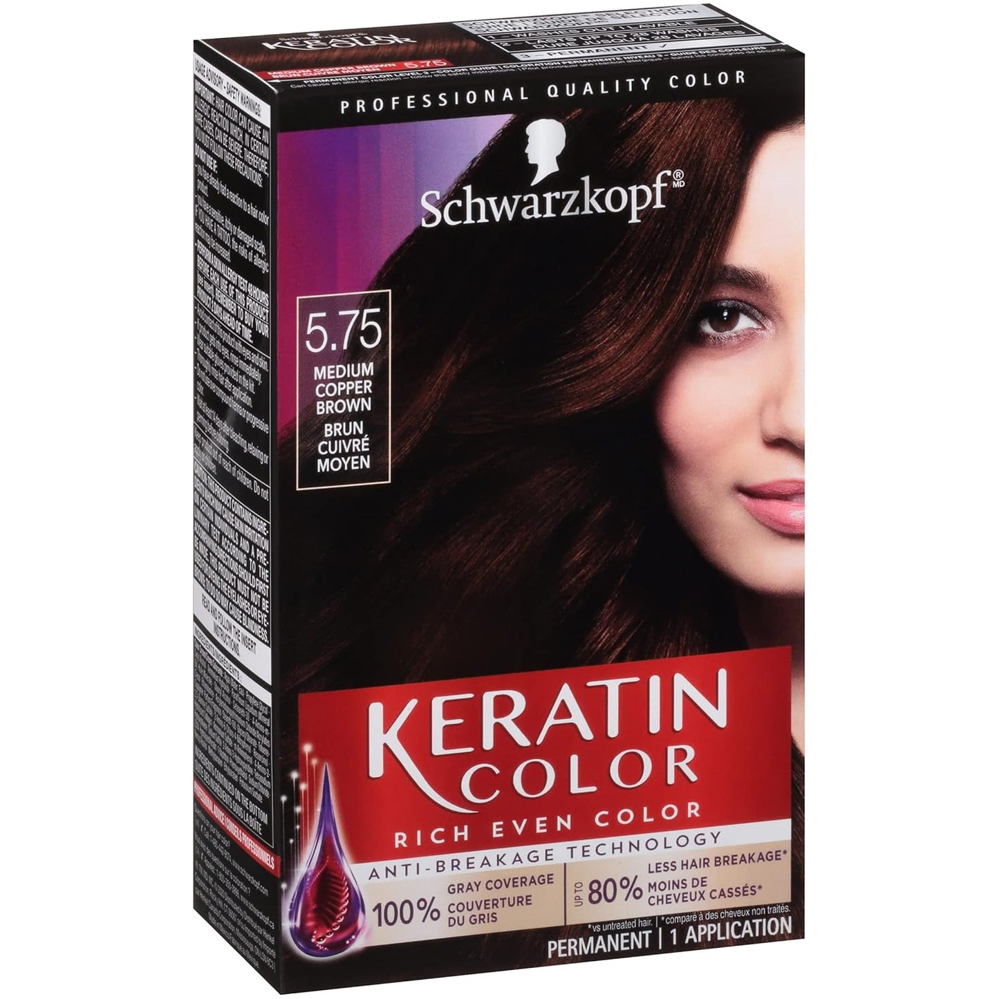 Schwarzkopf Keratin Color Permanent Hair Color Cream - 5.75 Medium Copper Brown | Long-Lasting Color, 1 Count