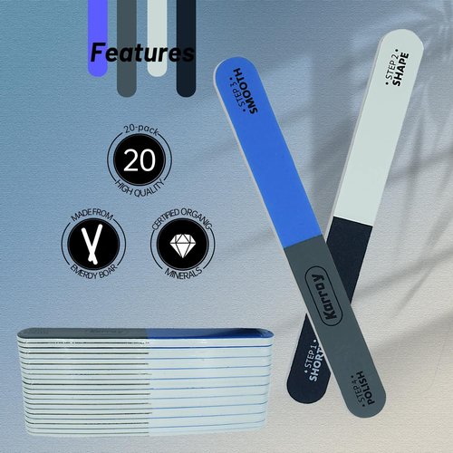 Regine Switzerland Nail File and Buffer Set - Dual-Sided 4-Step Tools for Shortening, Shaping & Smoothing | 20 Pieces