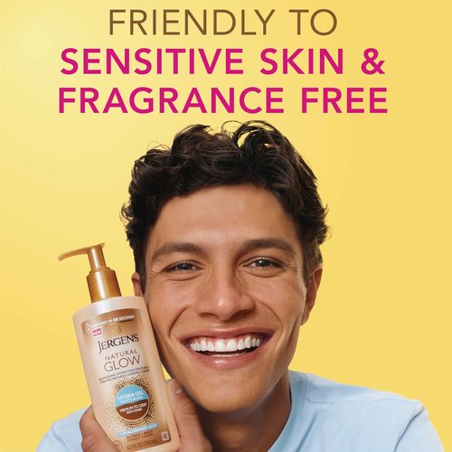 Jergens Natural Glow Hydra Gel Moisturizer - Fragrance-Free Hyaluronic Acid Tanning Lotion | 8.3 Fl Oz