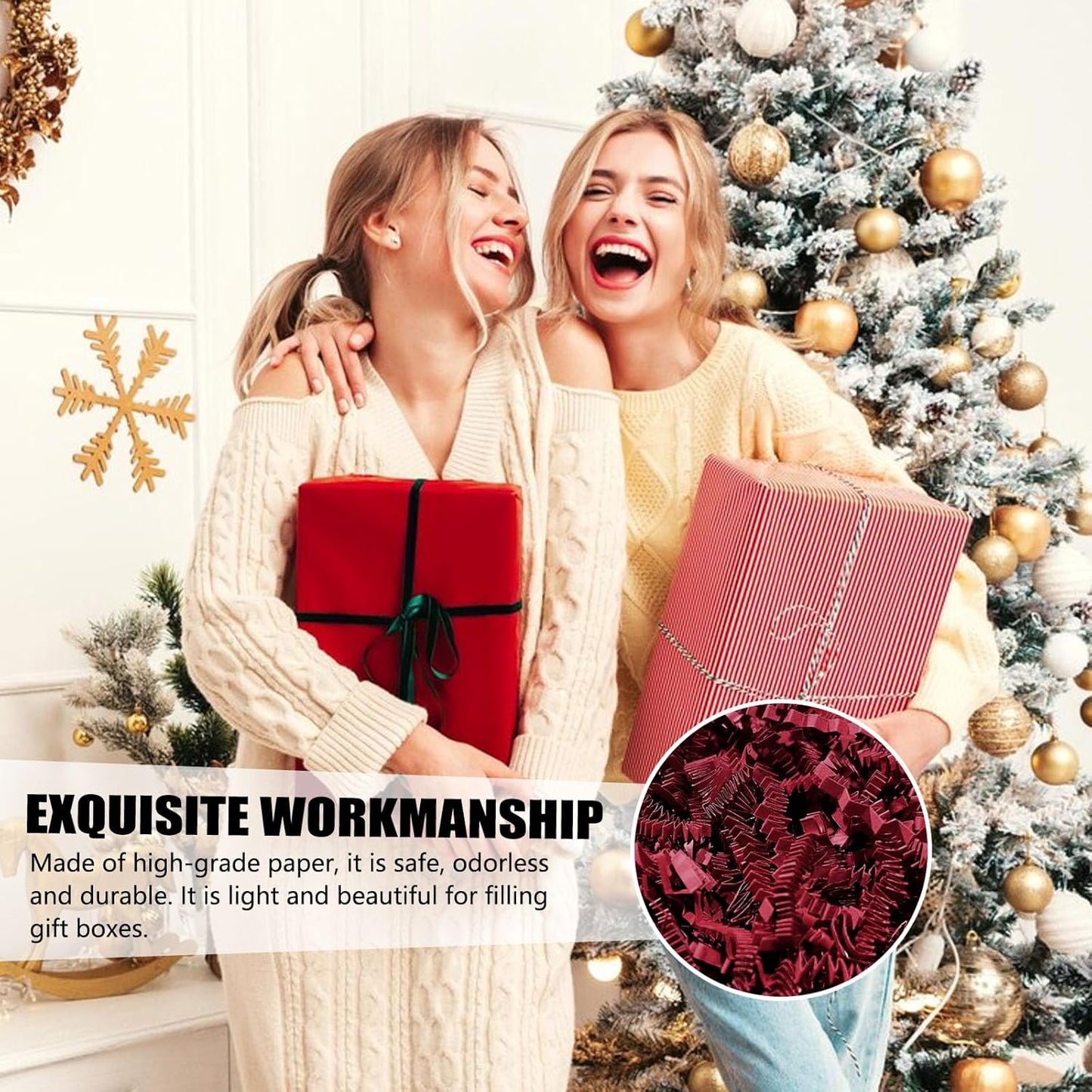 ZEBMOON Crinkle Cut Paper Shred Filler - 1 LB Dark Red for Gift Wrapping & Party Decorations