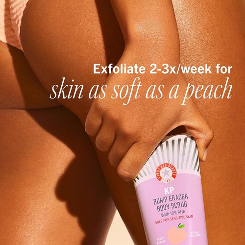 First Aid Beauty Peachy Smooth Duo - KP Bump Eraser Scrub & Brightening Lotion with 10% AHA | 8 oz Scrub, 6.7 oz Lotion