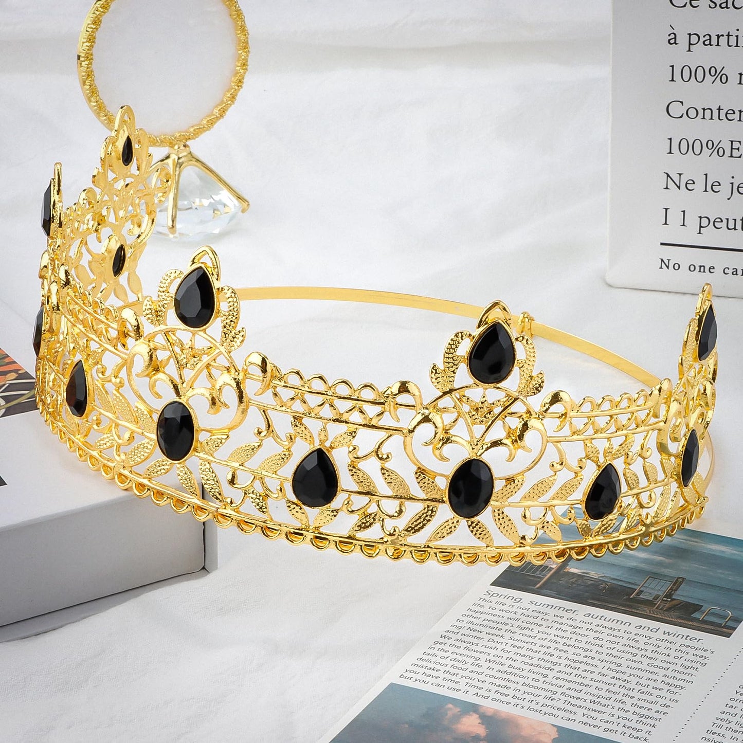 TOBATOBA King Crowns for Men, Gold Prom King Crown Medieval Crown Royal Crown Medieval Renaissance Costume Men Prince Crown Birthday Crown Boy Hair Accessories for Birthday Halloween Costume Cosplay