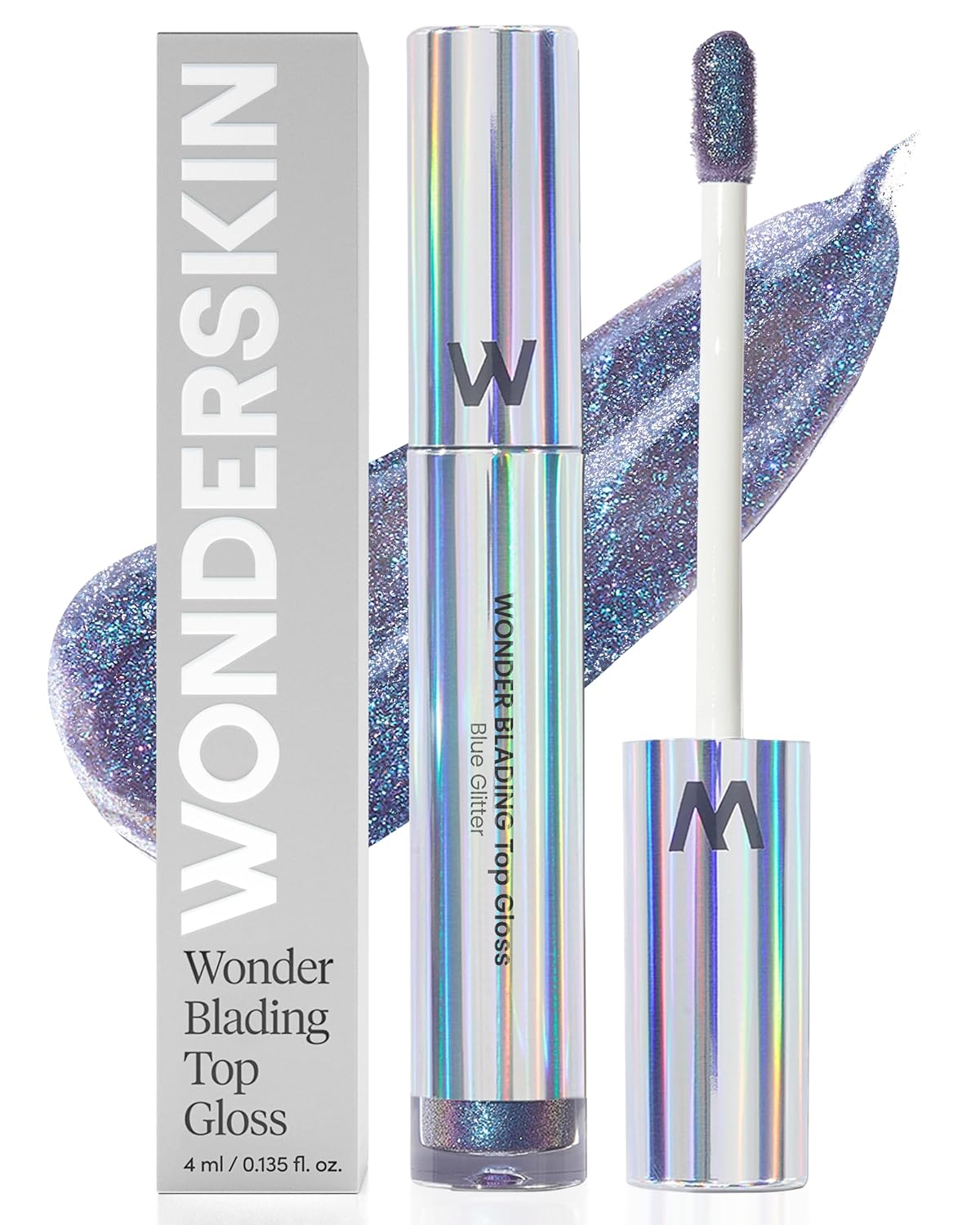 Wonderskin Lip Gloss - Hydrating High Shine Finish Lip Makeup | Blue Glitter