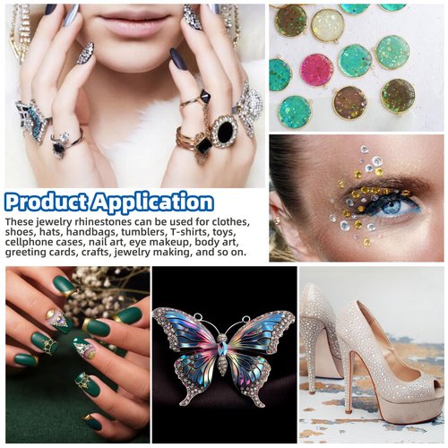 Glarks Rhinestone Gems Kit, 7300Pcs 18 Colors Rhinestones with Gems Adhesive Flat Back Gems Crystal Rhinestones with 12pcs Dotting Tools for Craft, Jewelry and Nail Art