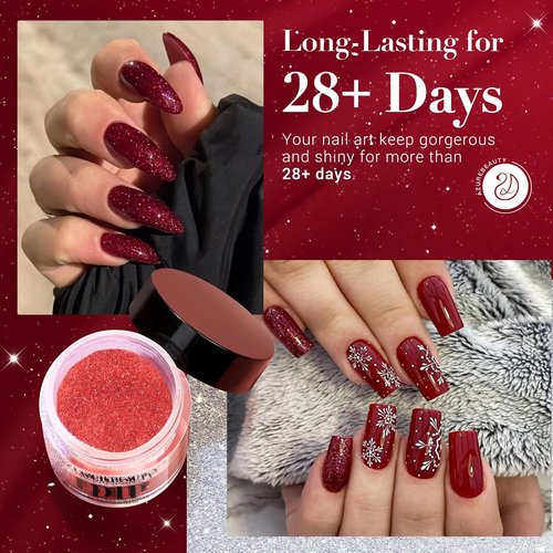AZUREBEAUTY Dip Powder Set - 6 Burgundy Red Colors for DIY Nail Art | No Lamp Needed, Perfect Starter Kit