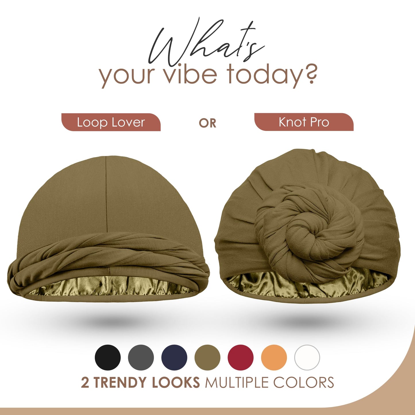 CAPLORD Silk Durag Satin Lined Halo Turban Head Wrap Pre-Tied Skull Cap for Men and Women Sleeping Bonnet Hair Cover Chemo Hair Loss Hat Night Bonnet Olive Green