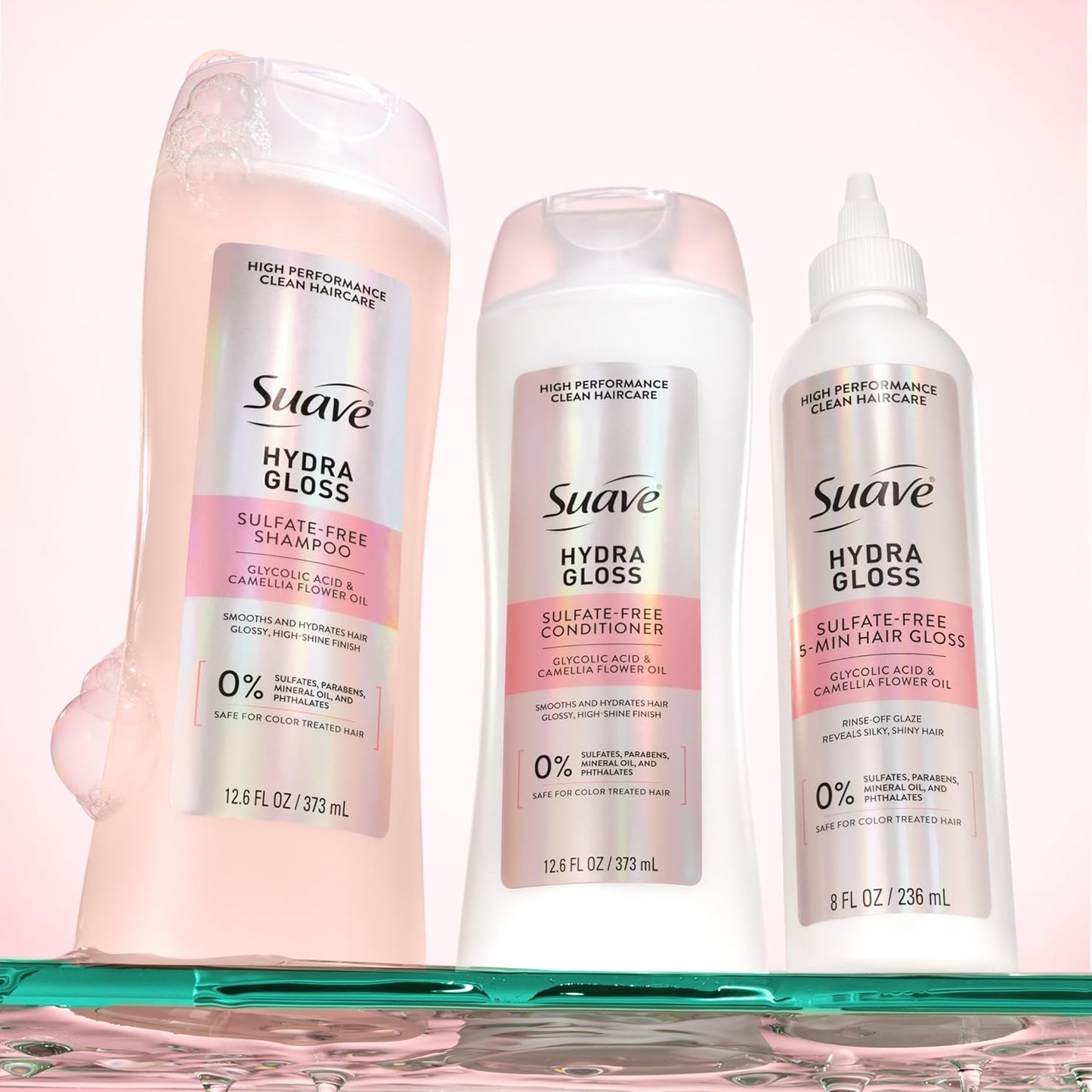 Suave Hydra Glossing Treatment - Luminous Glass Shine in 5 Minutes | Sulfate-Free, 8 oz