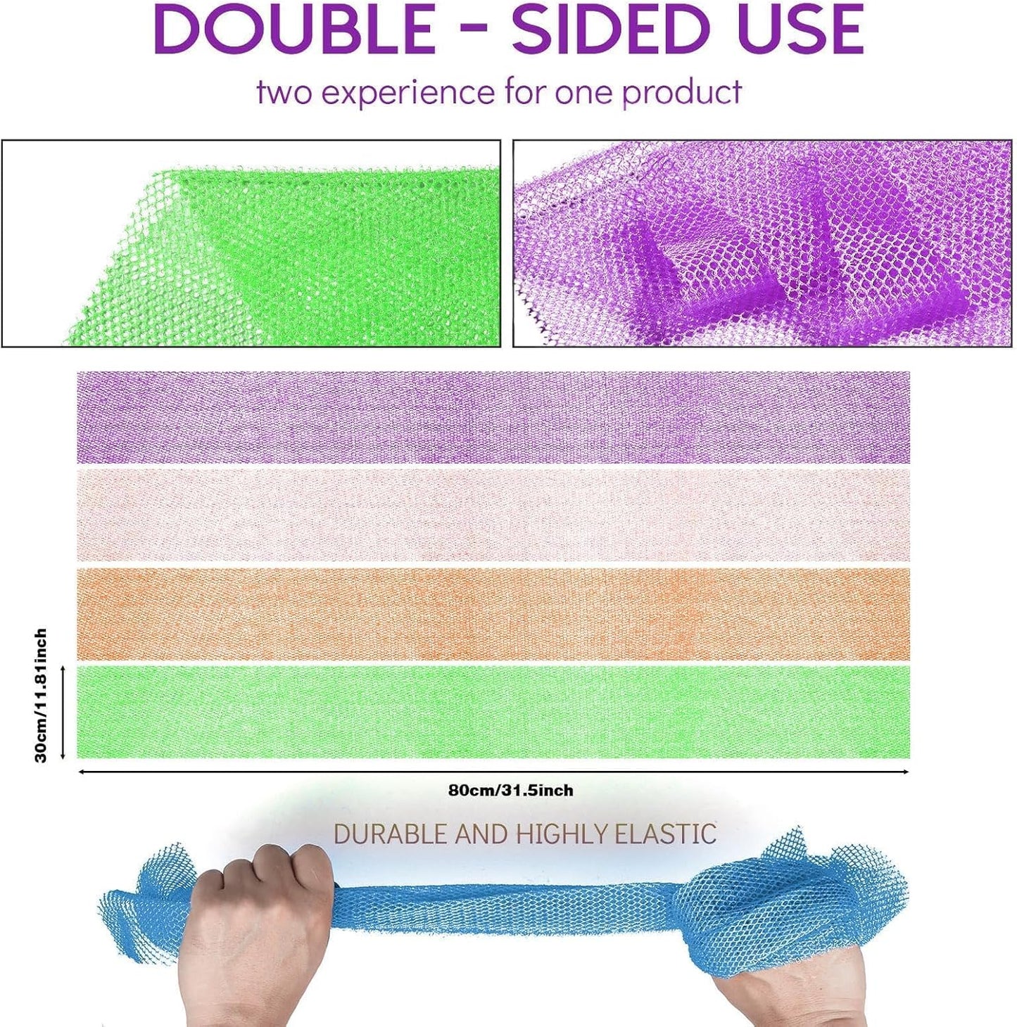 UJFQBH African Net Bath Sponge Set - Exfoliating Shower Body Scrubber | 4 Colors for Daily Use