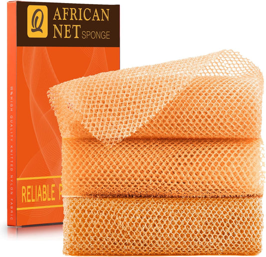 UJFQBH African Bath Sponge Set - Exfoliating Shower Body Scrubber for Smooth Skin | 3 Pieces in Yellow