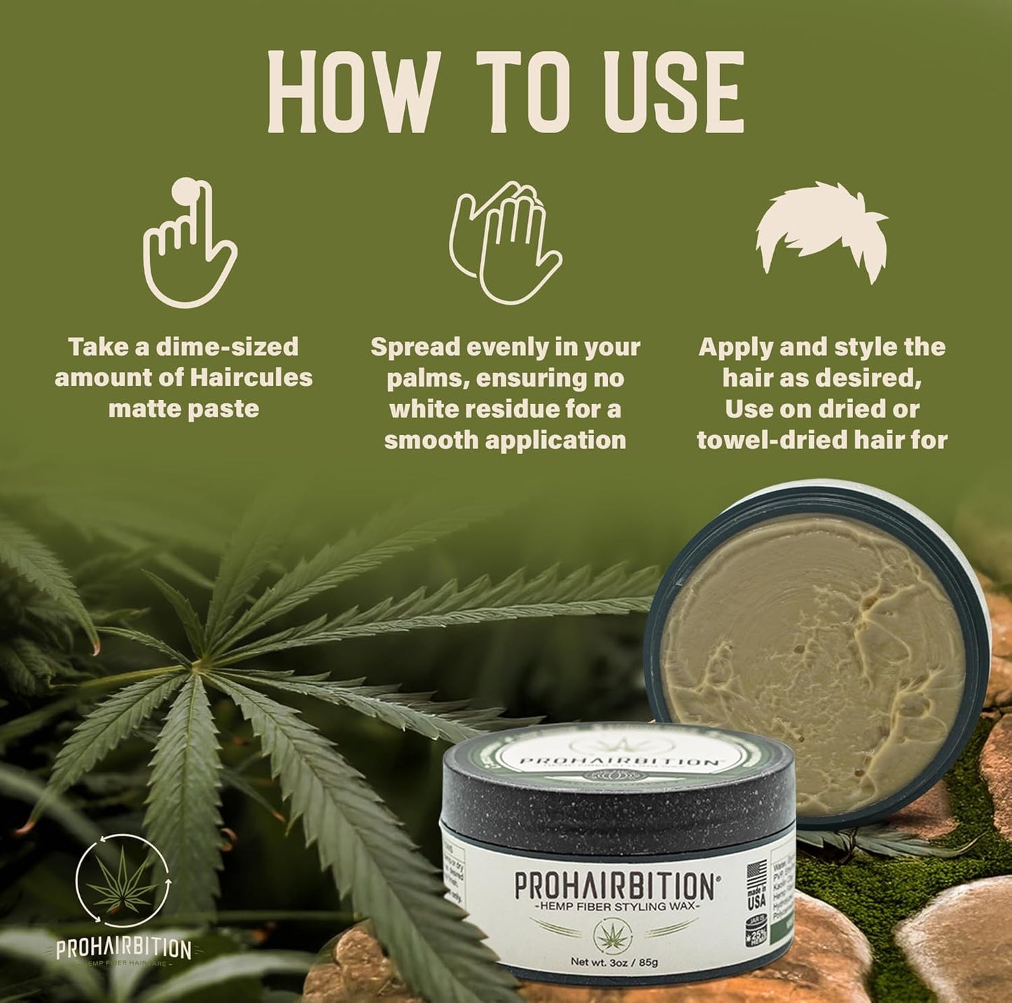 Hemp Fiber Hair Wax by Skiennix - Strong Hold Matte Finish | Non-Greasy, Long-Lasting, Vegan Formula