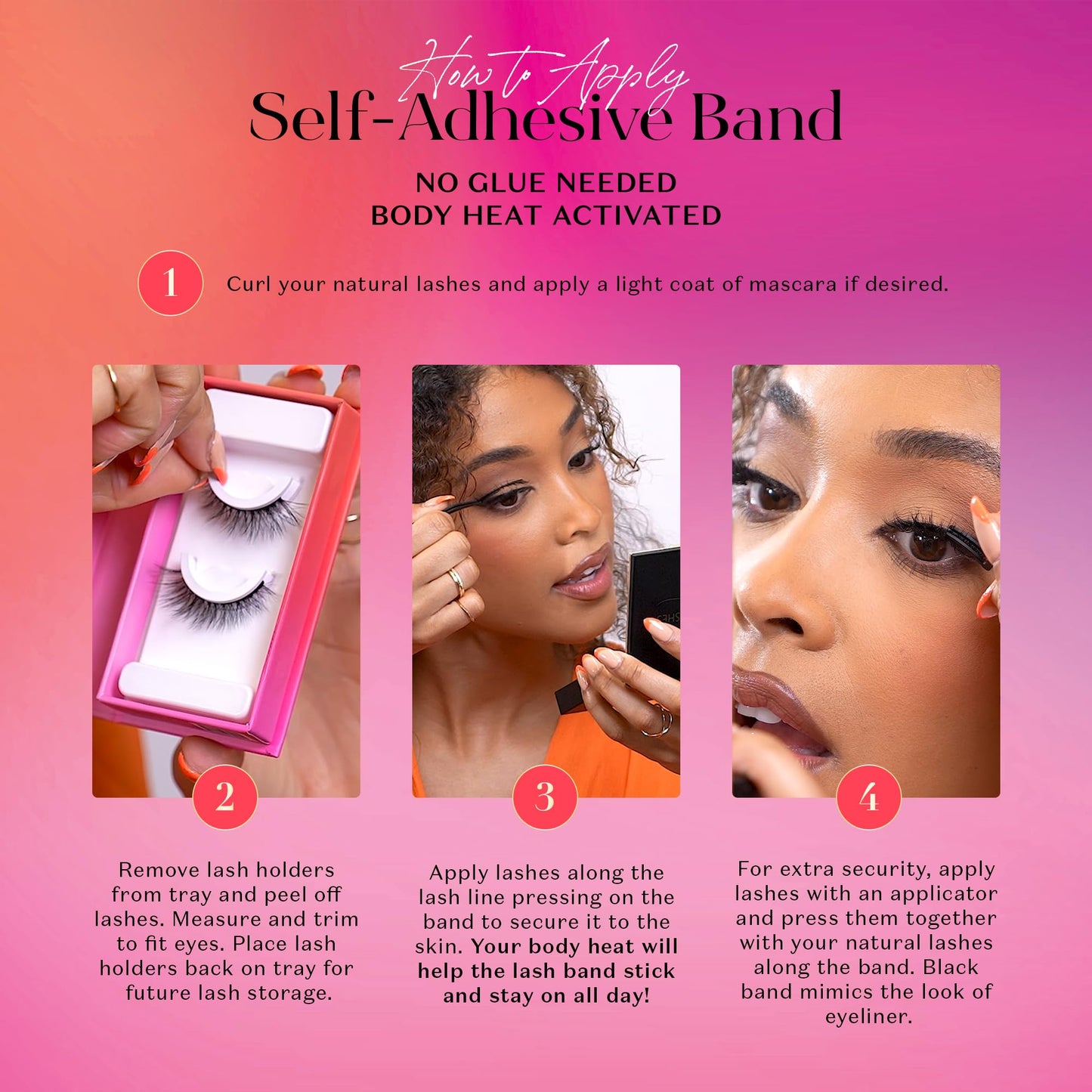 Lilly Lashes 3D Self Adhesive Eyelashes, No Lash Glue Needed, Body Heat Activated Press on Lashes, Reusable Self Adhesive Eyelashes Up to 5x, Easy to Apply & Remove (MoneyMaker)