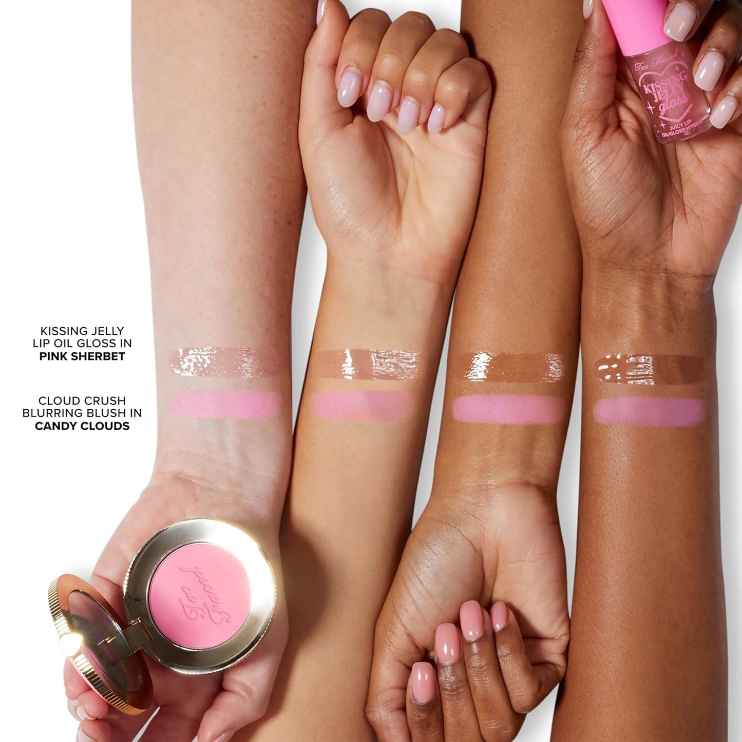 Too Faced Dream A Little Dream Blush & Lip Gloss Set - Cloud Crush Blush + Kissing Jelly Lip Oil, Sheer Coverage Gift Set