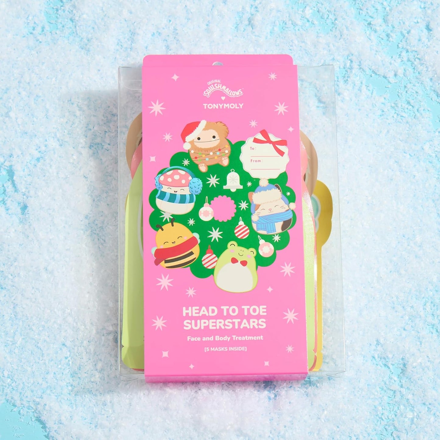 TONYMOLY x Squishmallows Head to Toe Mask Set - 5-Piece Hydrating & Soothing Holiday Gift Set | Face, Hand & Foot Masks