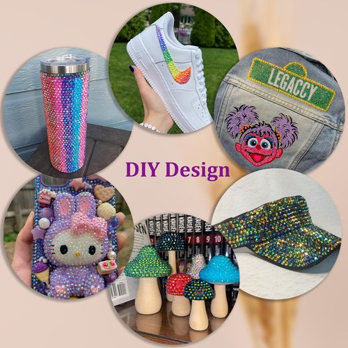 Resin Jelly Rhinestones for Crafting with B7000 Jewelry Glue, 1 Box Purplish Black AB Flatback Crystal with 3Pcs 10ml Glue, Bedazzling Non Hotfix Gems for DIY Tumblers Clothing Shoes Manicure