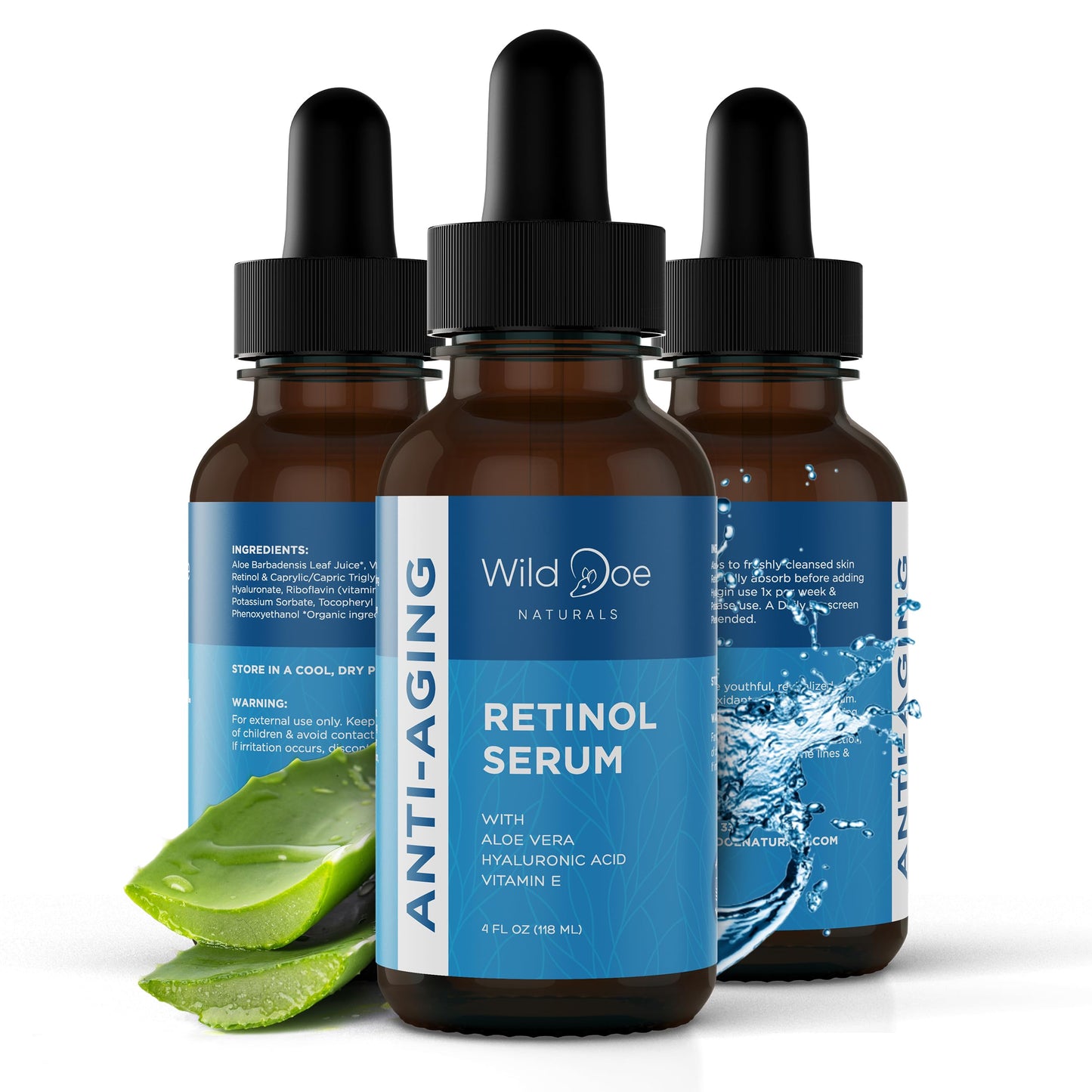 Retinol Serum for Face -Anti Aging Serum & Dark Spot Corrector w/Hyaluronic Acid, Pure Aloe Vera Gel, Vitamin E Oil For Scars Treatment: Target Lines/Wrinkles, Boost Collagen, Aid Acne Treatment -4oz