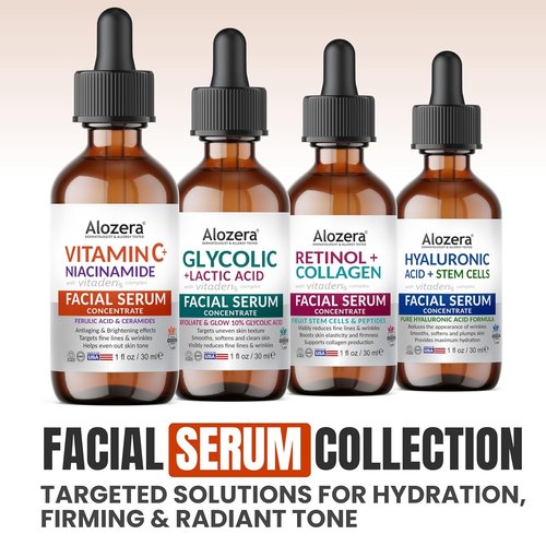 Alozera Vitamin C Facial Serum - Anti-Aging Formula with Niacinamide & Ferulic Acid for Radiant Skin | Gentle & Effective, Day & Night Use