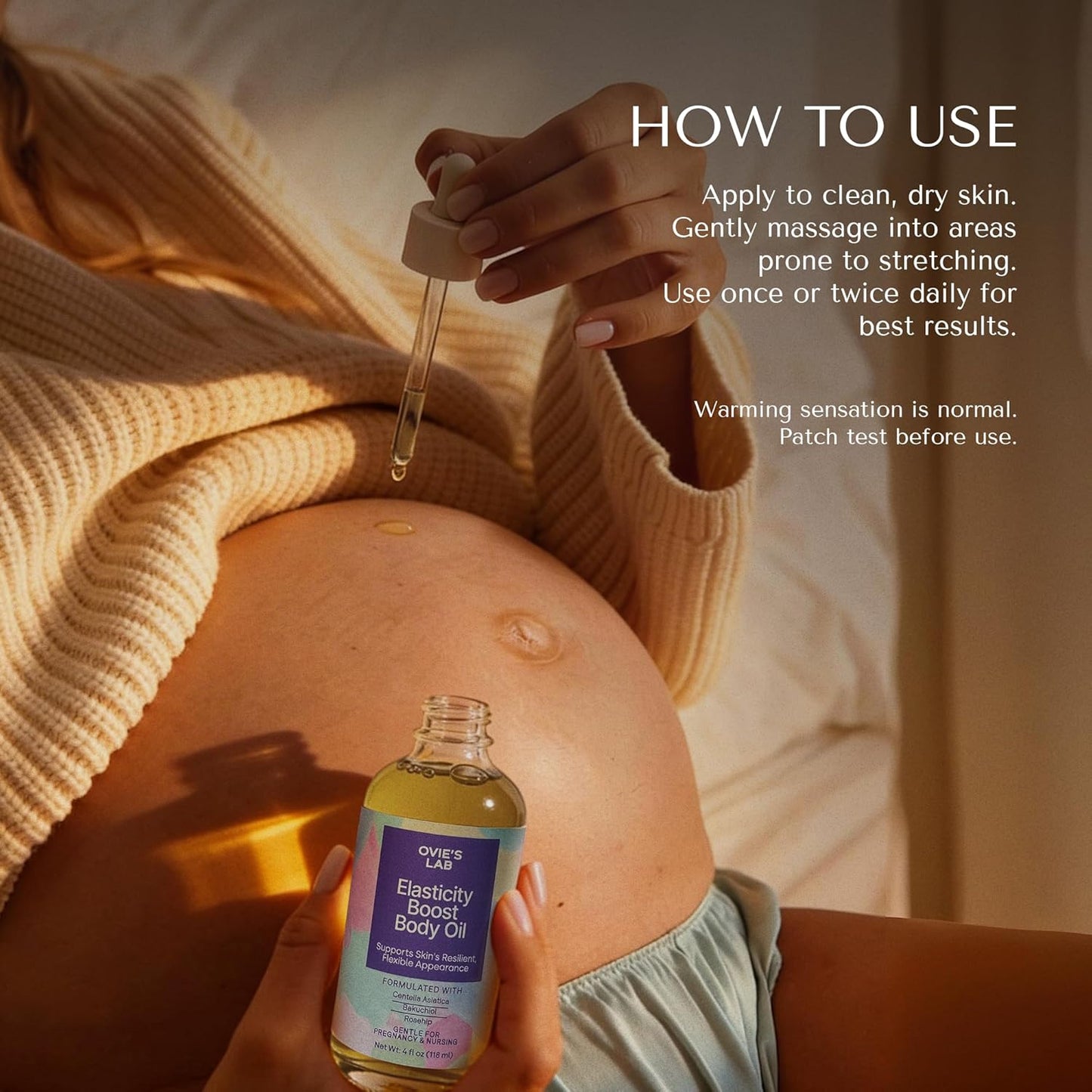 Skiennix Belly Oil - Stretch Mark Support for Pregnancy & Postpartum | Lightweight Formula with Centella Asiatica
