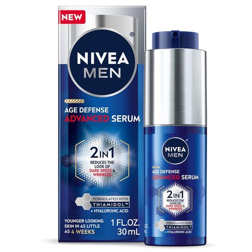 NIVEA MEN Age Defense Face Serum - Fast-Absorbing Formula with Thiamidol & Hyaluronic Acid, 1 Fl Oz