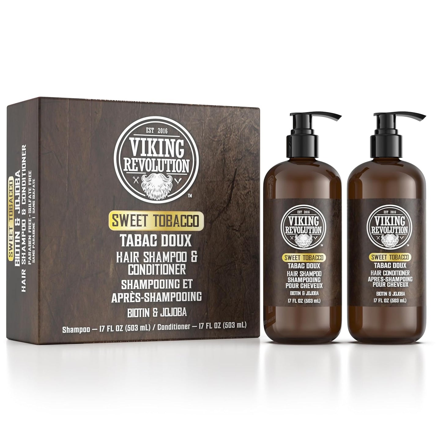 Viking Revolution Men's Shampoo and Conditioner Set - Biotin & Jojoba Oil for Thinning Hair | 17 Oz
