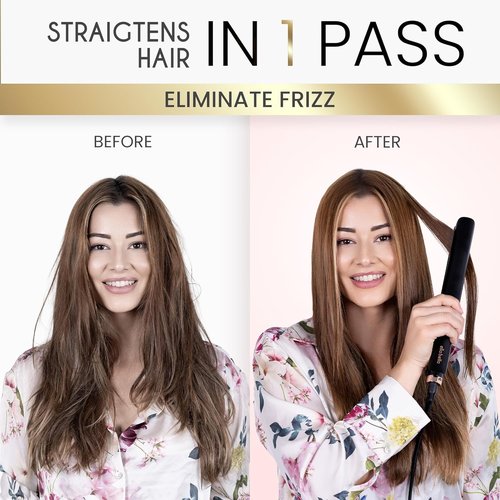 ELLA BELLA® Slimline Hair Straightener - Infrared Technology | 2-in-1 Styling Tool | 10 Heat Settings | Portable Design