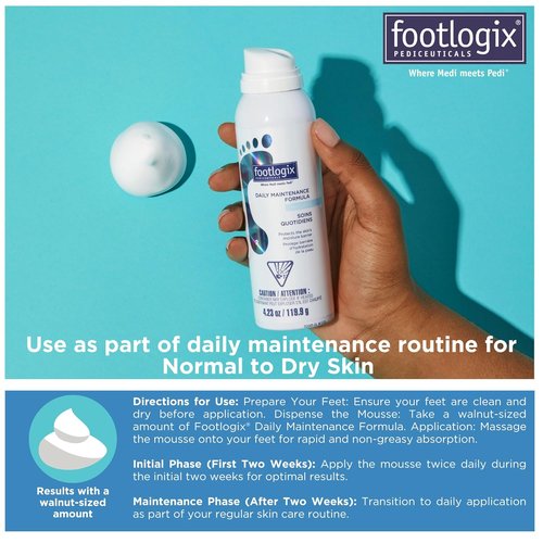 Footlogix Daily Maintenance Formula - Nourishing Foot Moisturizer Mousse for Dry Skin | 4.23oz