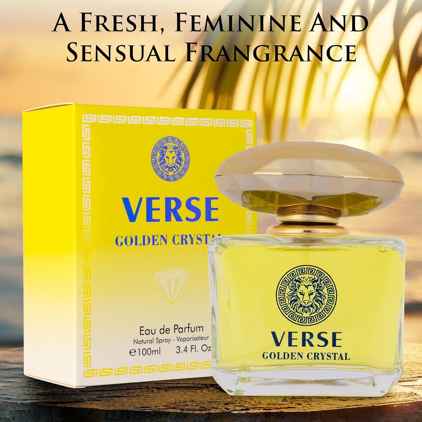 Verse Golden Crystal Eau de Parfum for Women - Floral Fruity Fragrance | 3.4 fl Oz Elegant Bottle