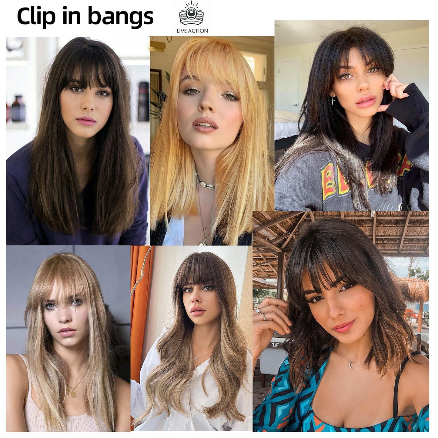 CQLIIIA Clip in Bangs Natural Black 100% Real Human Hair Fake Bangs Easy to Use Shape Face Wispy Bangs for Women Fringe with Temples Hairpieces for Daily Wear