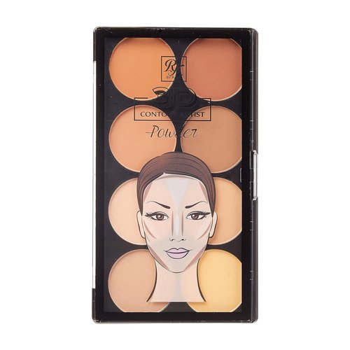 Ruby Kisses 3D Contour Powder Makeup Palette - Flawless Finish, Easy Blending, Long-Lasting Formula | Light Medium