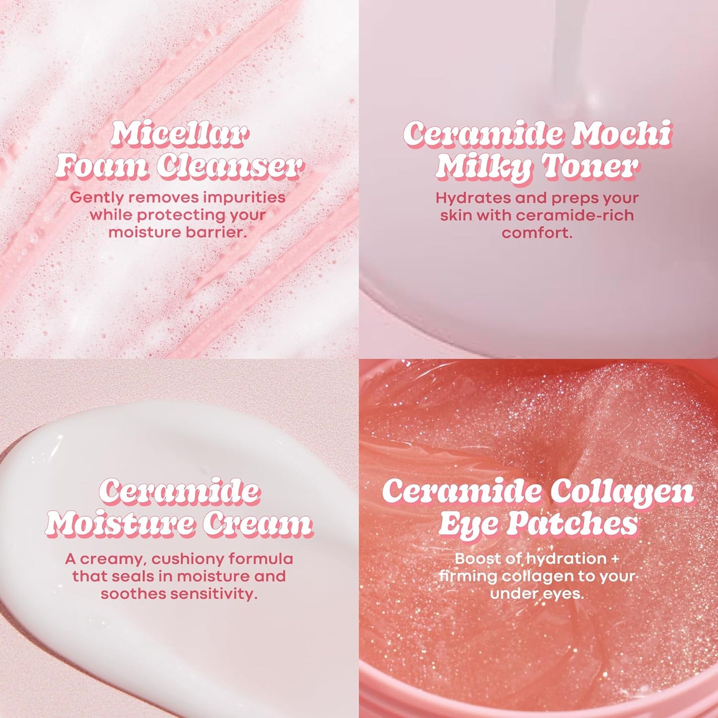 TONYMOLY Wonder Ceramide Mochi Essentials 4-Piece Skincare Set – Hydrating Korean Skincare Travel Kit with Ceramides, Hyaluronic Acid & Cica – Barrier Repair Routine for Dry & Sensitive Skin