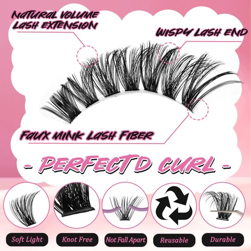 Gmagictobo Lash Extension Kit Lash Clusters Kit 640Pcs Volume Eyelash Clusters C Curl Lashes Clusters DIY Cluster Eyelash Extensions With Lash Bond and Seal Lash Tweezers