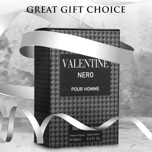 Valentine Nero for Men - Woody Aromatic Fragrance with Floral and Mineral Notes - Masculine Scent - 100ml
