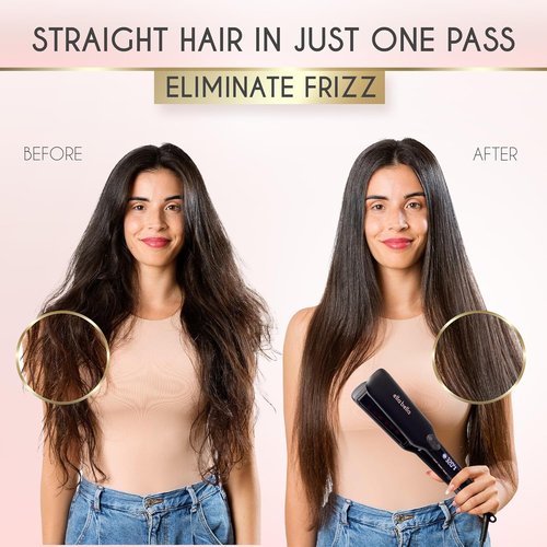 ELLA BELLA® Titanium Flat Iron Hair Straightener - Infrared Technology for Professional Results | Digital Temperature Control