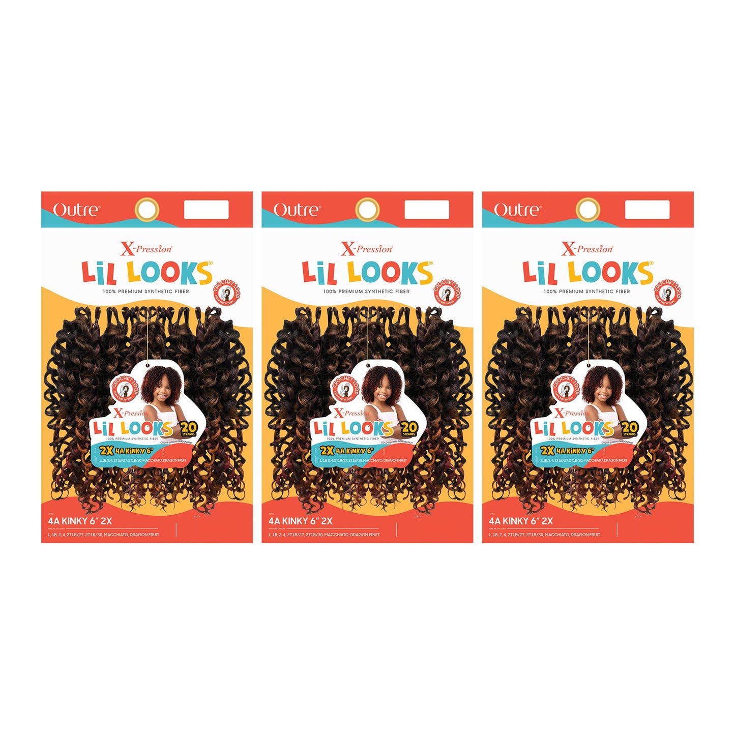 Outre Crochet Braid X-Pression Lil Looks 2X 4A KINKY 6" (3-Pack, 1)