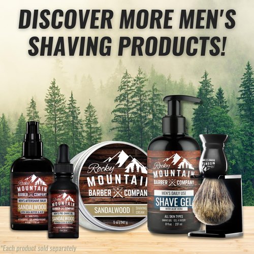 Rocky Mountain Barber Company Shaving Cream - Sandalwood Essential Oil for Thick Lather - 5oz Tin