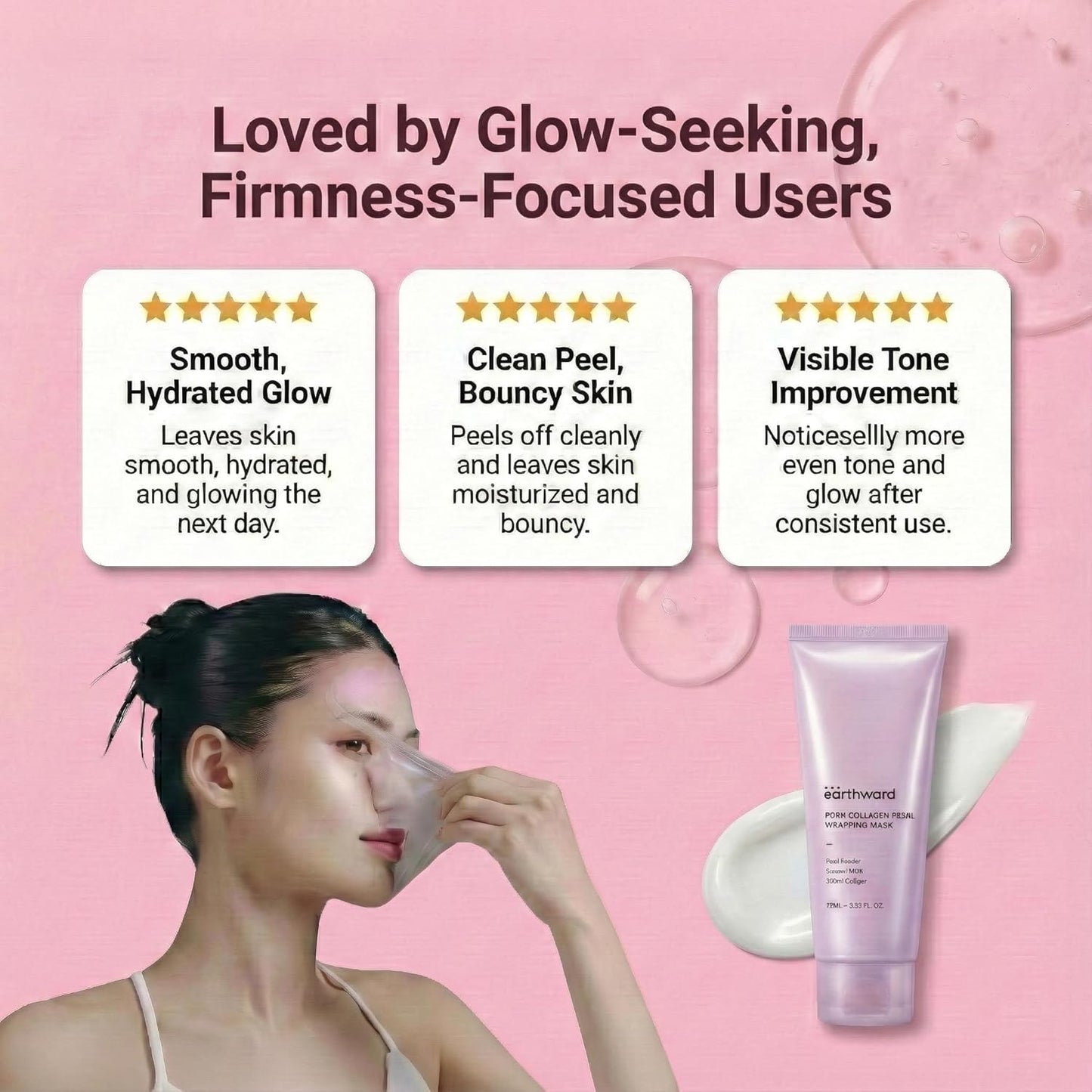 Skiennix Collagen Wrapping Mask - Intensive Glass Skin Firming Care with Salmon PDRN, 75ml/2.53 fl oz