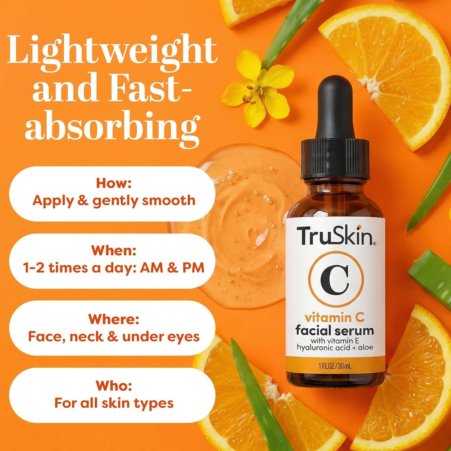 TruSkin Vitamin C Serum - Anti-Aging Face Serum with Hyaluronic Acid & Vitamin E | 2 Fl Oz for All Skin Types