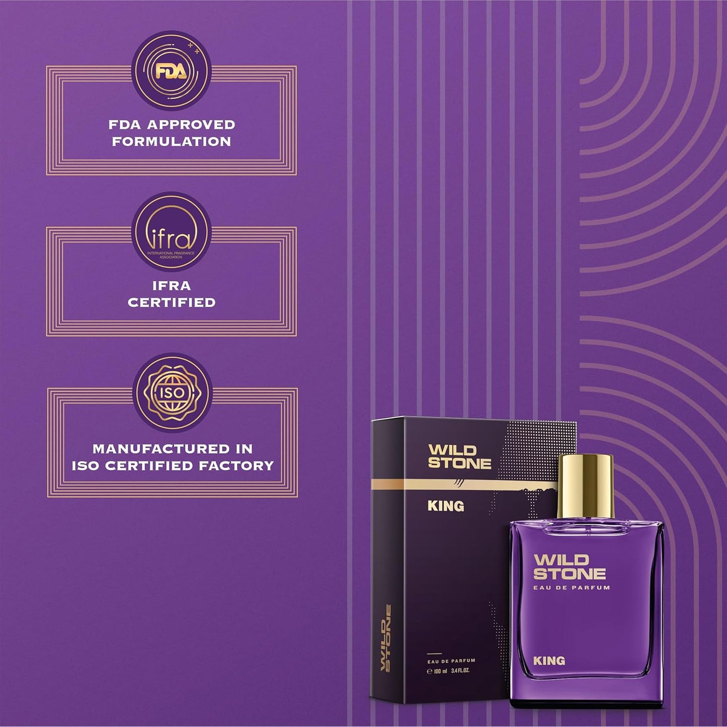 Wild Stone King Eau De Parfum - Luxury Men's Fragrance | 3.38oz | Intense & Long-Lasting Scent