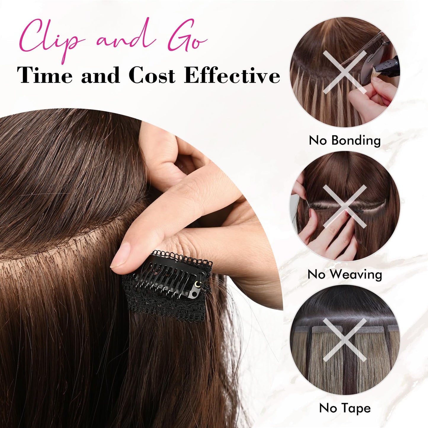REECHO Clip in Hair Extensions, 4PCS Blonde Hair Extensions 24" Thick Long Beach Waves hair extensions HE003 Invisible Lace Weft Natural Soft Hairpieces for Women – Natural Blonde