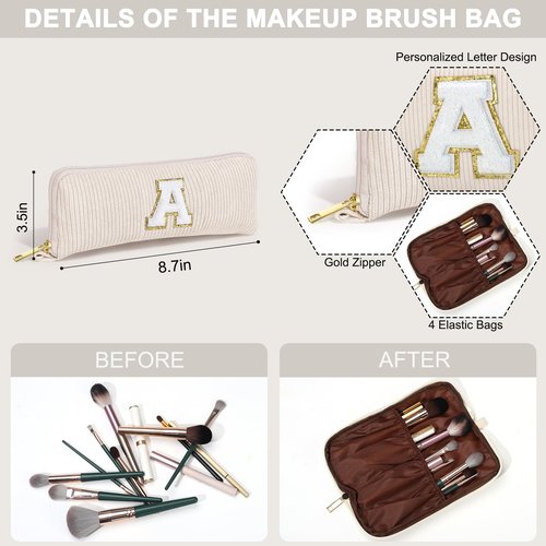 YOOLIFE Travel Makeup Bag - Personalized White Make Up Bag Travel Cosmetic Bags for Women Teens Girls | Birthday Gifts for Women Her | Teen Girls Birthday Gifts Trendy Stuff, Wedding Gift White M