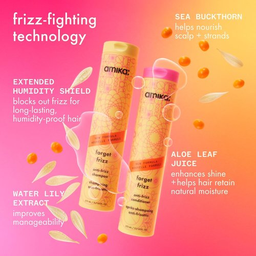Amika Forget Frizz Anti-Frizz Conditioner - Smoothing & Humidity Protection | 72-Hour Frizz Control for Medium to Thick Hair Types 2A-4C