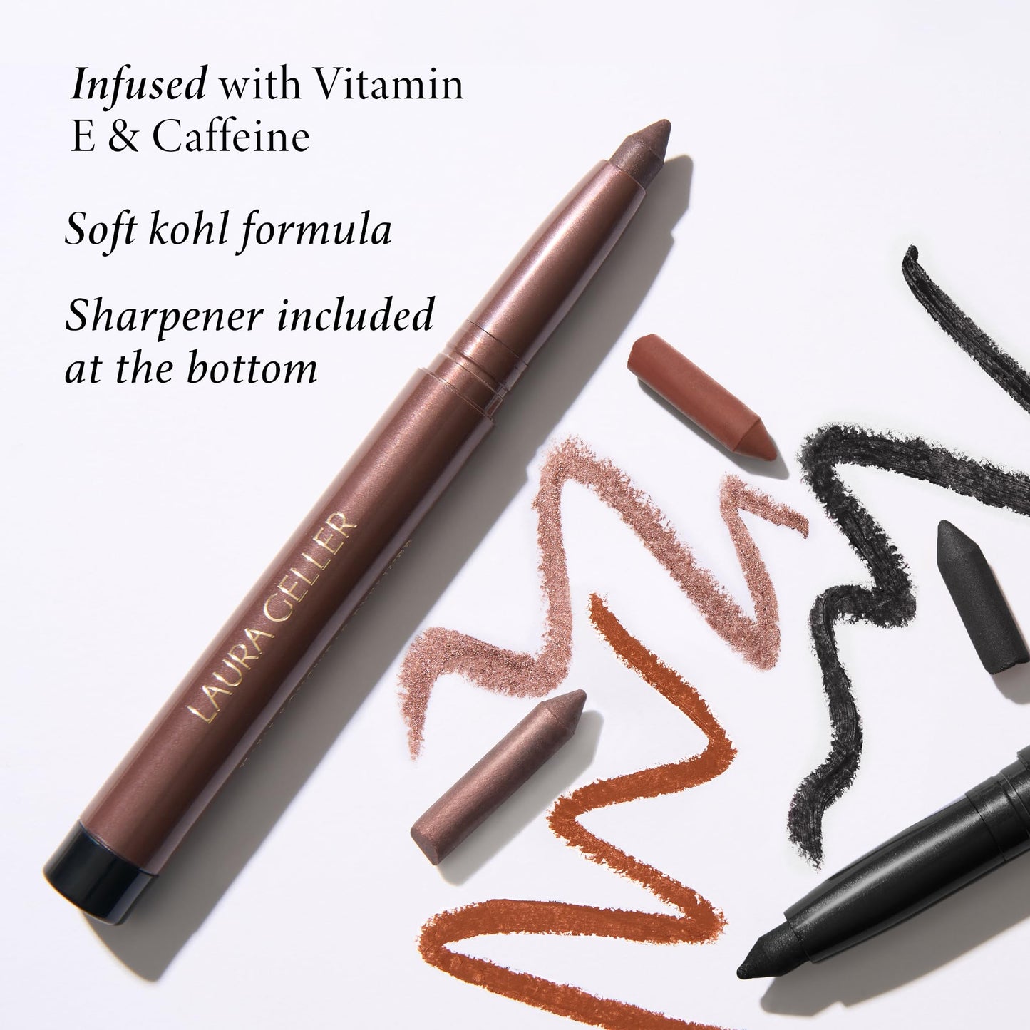 LAURA GELLER NEW YORK Kajal Longwear Kohl Eyeliner Pencil with Caffeine, Smooth & Blendable Makeup, Antique Bronze