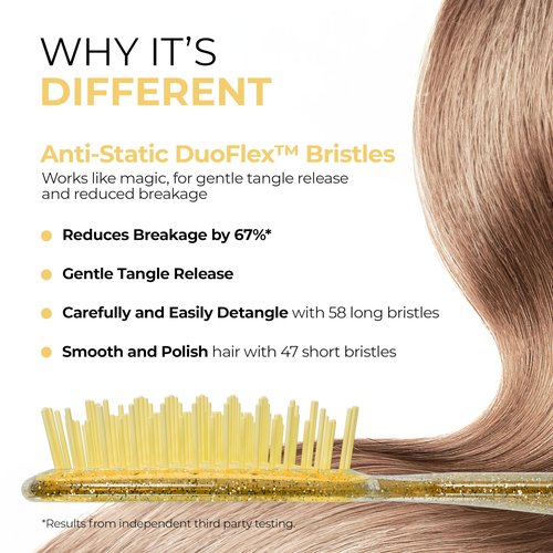FHI Heat UNbrush Detangling Brush for Pain-Free Brushing on All Wet or Dry Hair Types — Durable DuoFlex Anti-Static Bristles, Lightweight Handle, Vented Hair Brush