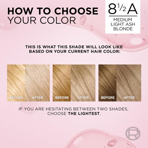 L'Oreal Paris Excellence Crème Permanent Hair Dye, Triple Care Hair Color with Hyaluronic Acid for 100% Gray Coverage, 8.5A Medium Light Ash Blonde, 1 Kit (Packaging May Vary)