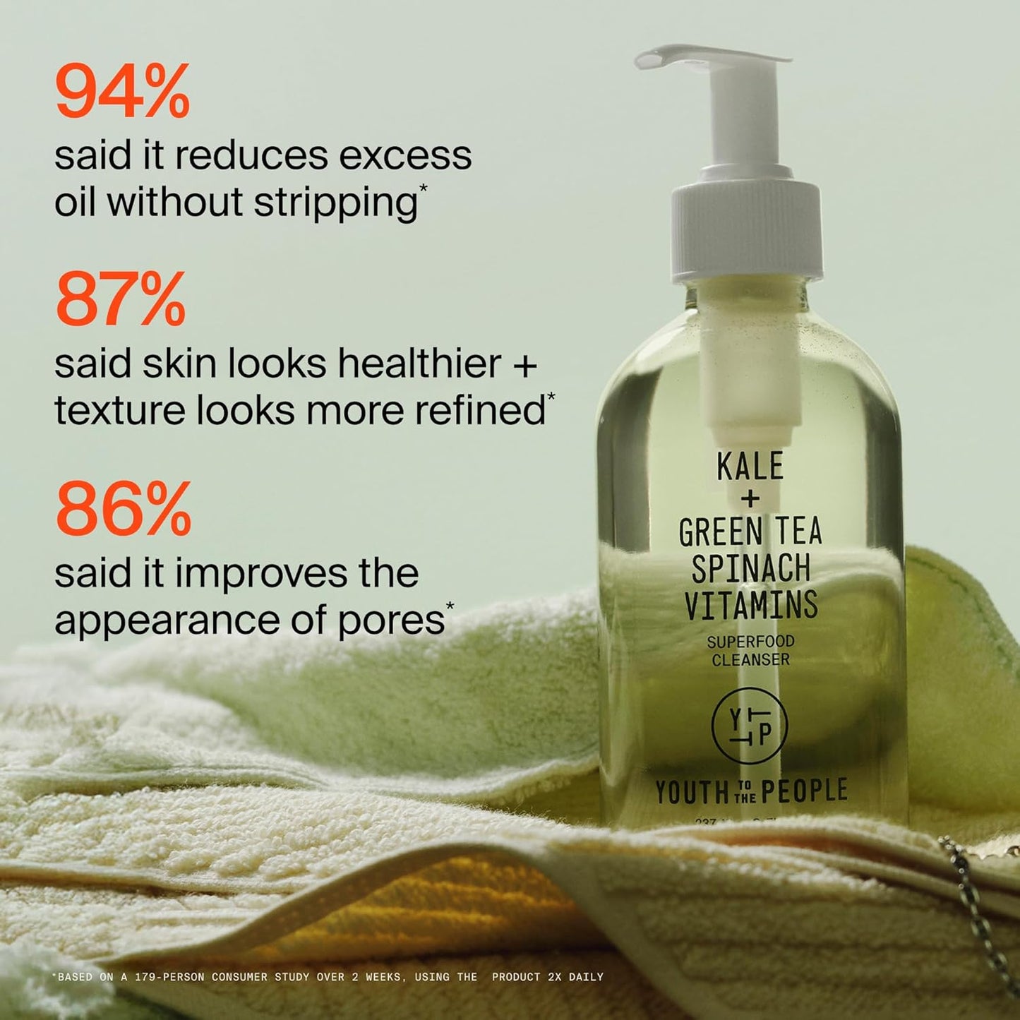 Youth To The People Superfood Facial Cleanser - Kale & Green Tea Daily Face Wash for Glowing Skin, pH Balanced, Sulfate-Free