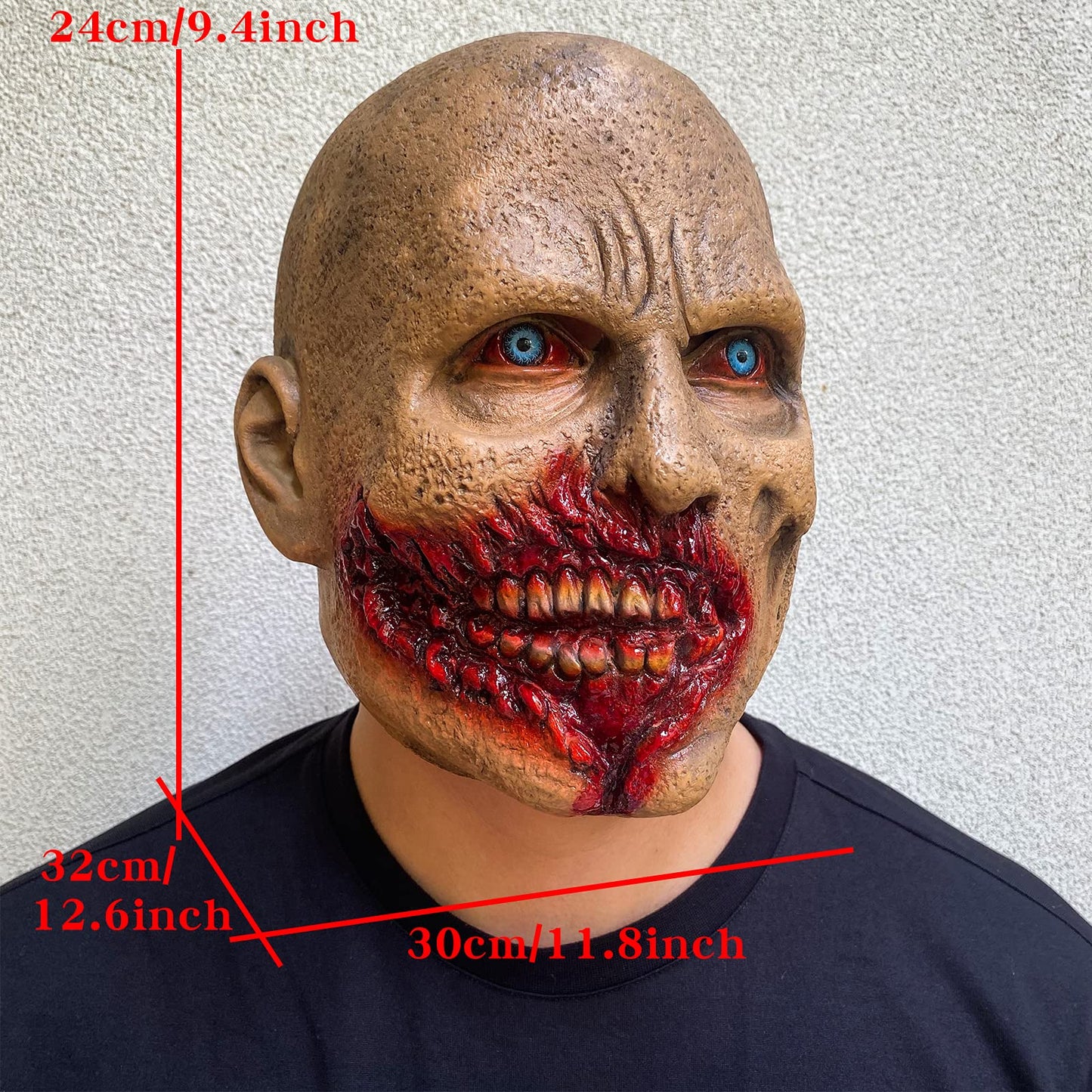 nezababycos Scary Zombie Mask Halloween Horror Dead Monster Costume Creepy Bloody Walking Demon Props for Adult Men Women Latex (B)